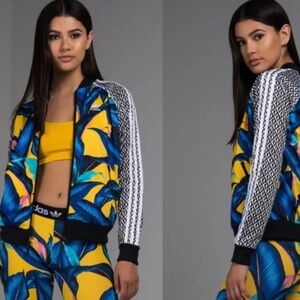 Adidas Farm Leggings & Jacket Rio Palm Leaf Tropical Set Small